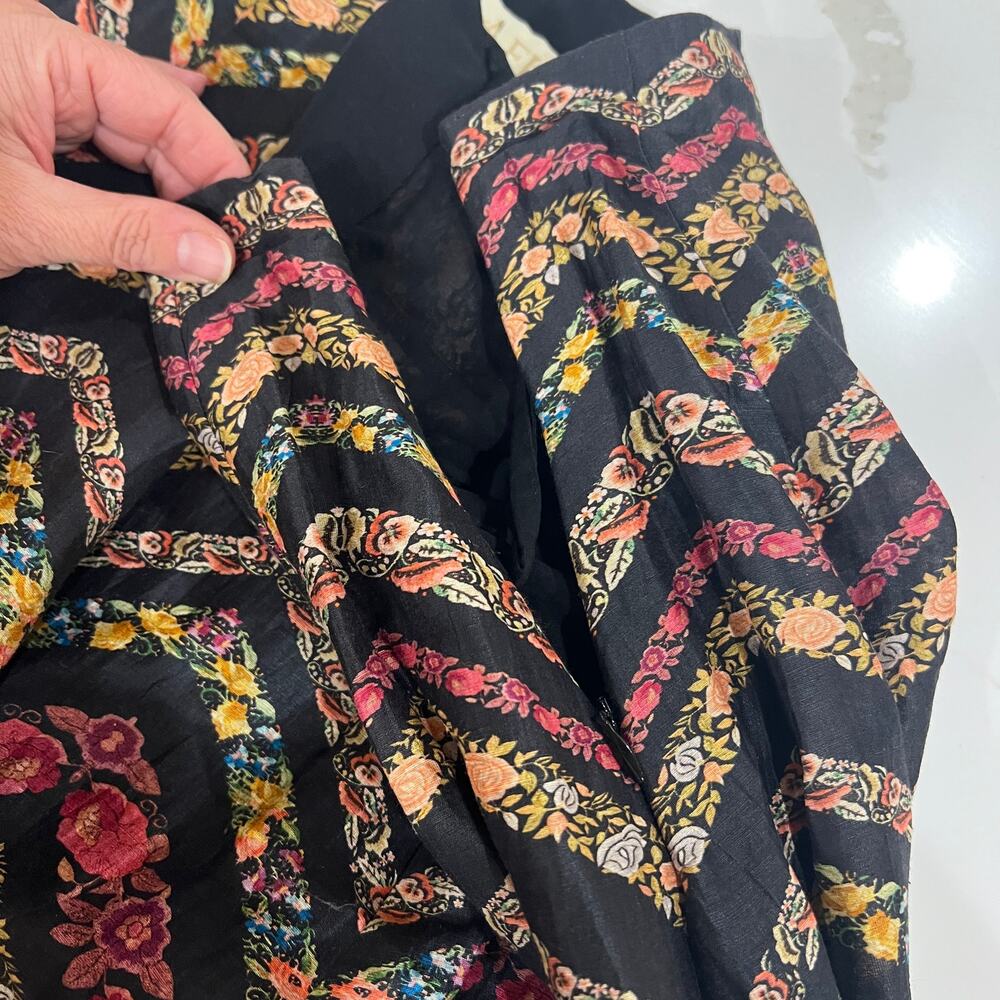 NWT La Fuori 100% silk flare midi skirt medium boho floral print side zip - Picture 4 of 9